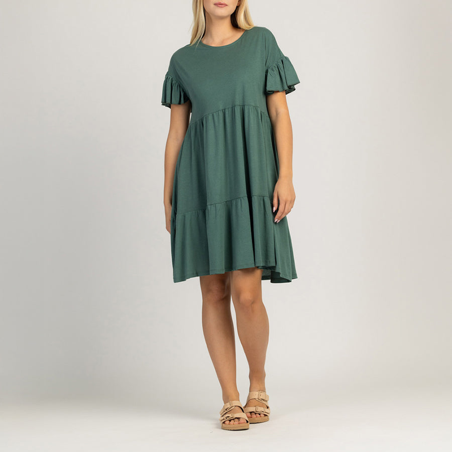 Robe pour femme avec manches courtes plissées - SOLERA