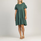 Robe pour femme avec manches courtes plissées - SOLERA