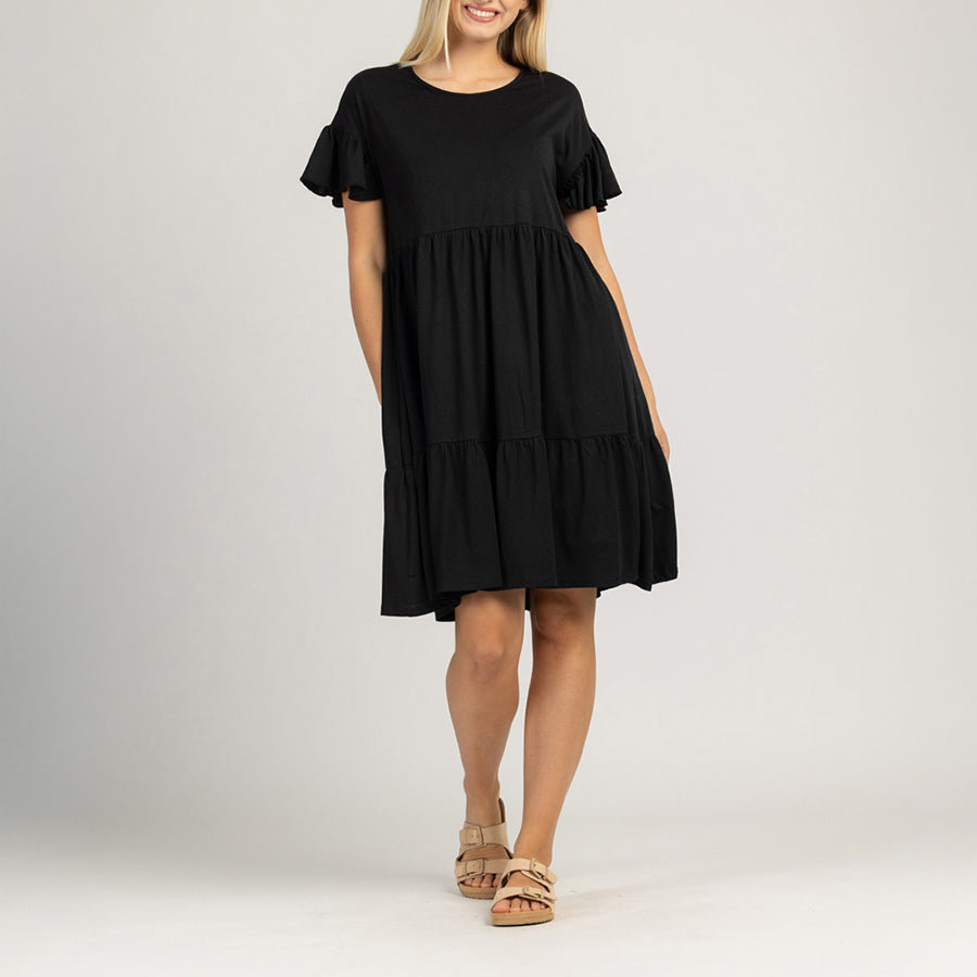 Robe pour femme avec manches courtes plissées - SOLERA